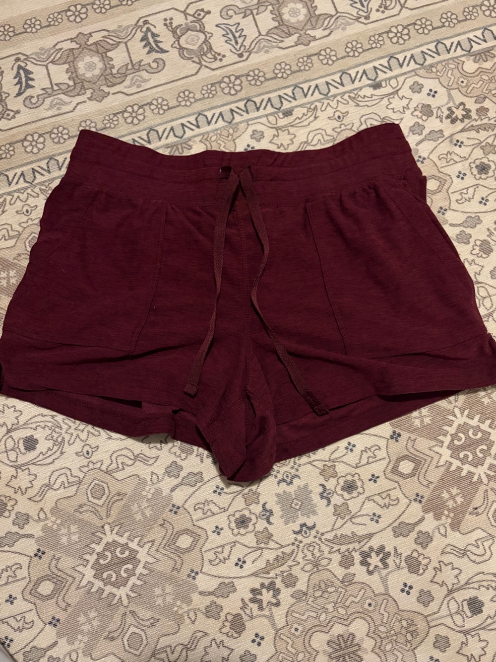 90 Degree By Reflex Maroon Athletic Drawstring Shorts